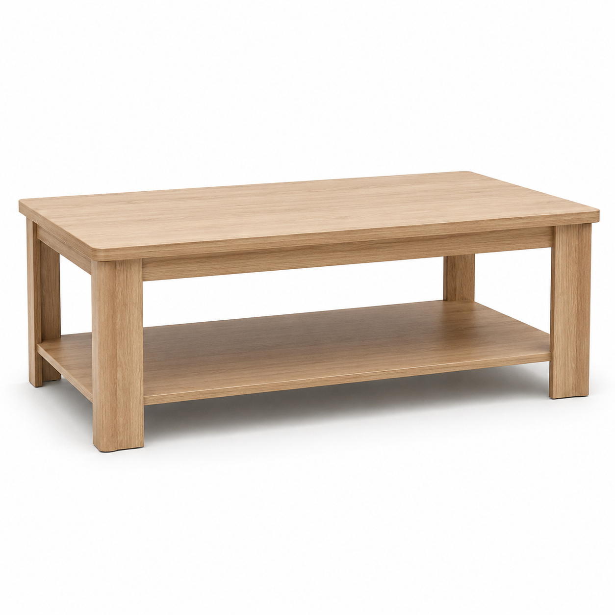 Japandi Couchtisch Eiche Natur mit offener Ablage 110x60x42 cm