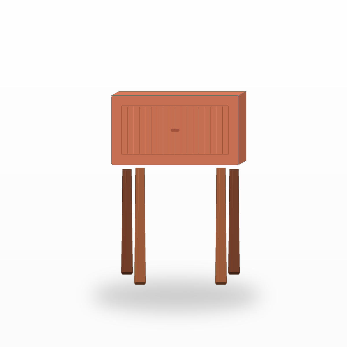 Beistelltisch Terrakotta mit geriffelter Front 42x35x54 cm