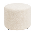 Runder Bouclé-Pouf Cremeweiß mit festem Sitz 50x50x42 cm