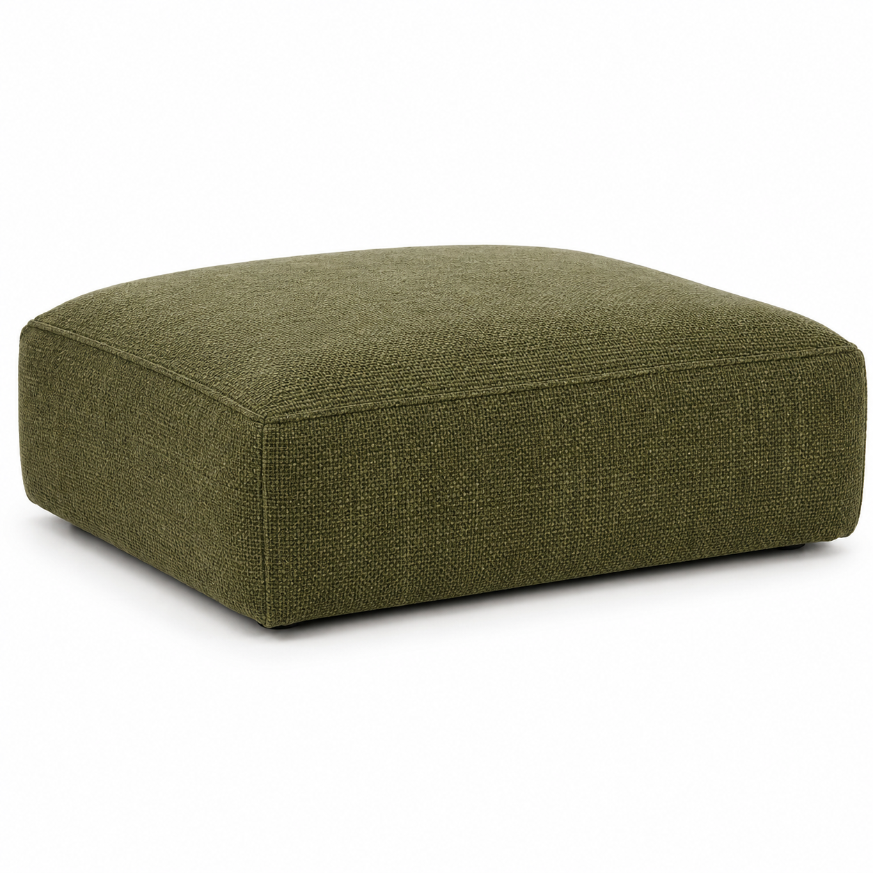 Niedriger Pouf Olivgrün mit grober Webstruktur 60x60x32 cm
