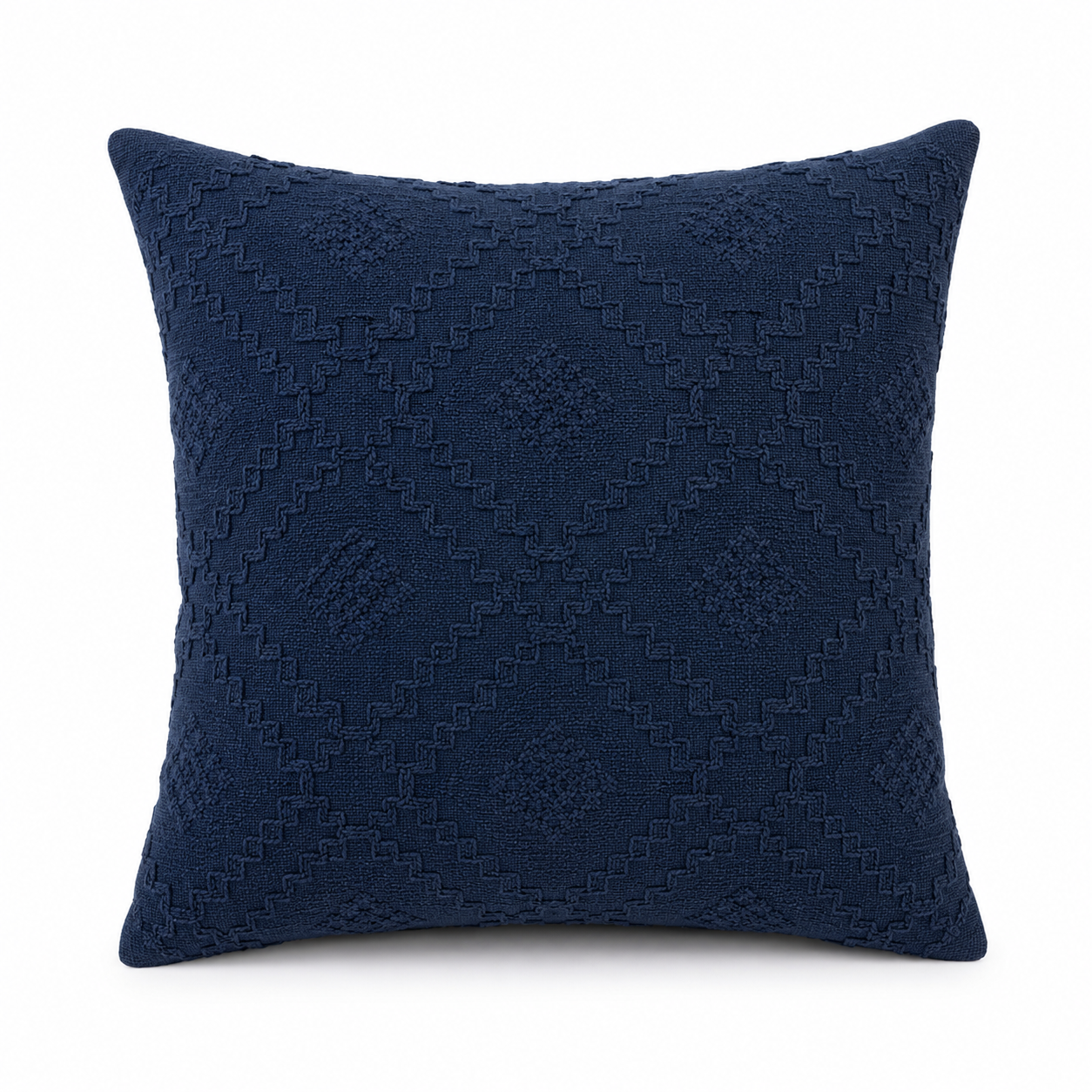 Dekokissen Dunkelblau mit geometrischer Stickerei 50x50 cm