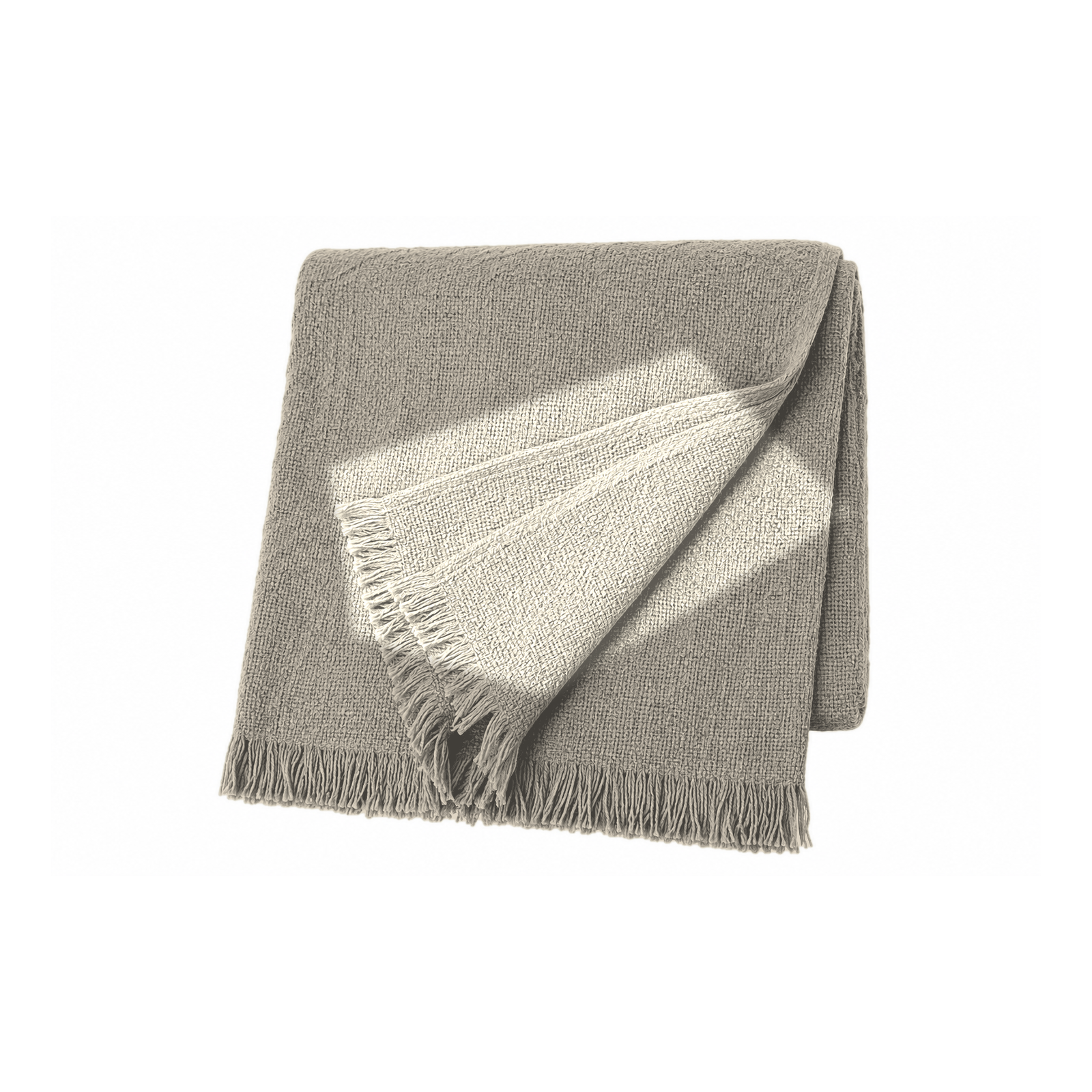 Wendedecke Greige und Creme mit Fransenkante 140x180 cm